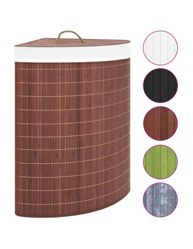 Cesto Portabiancheria Angolare in Bambù Marrone 60 L