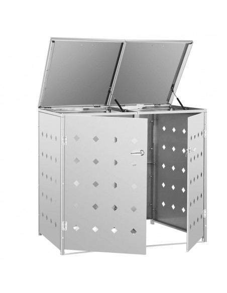 Copribidone per Spazzatura Doppio 240 L in Acciaio Inox
