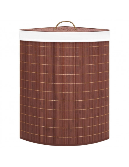 Cesto Portabiancheria Angolare in Bambù Marrone 60 L