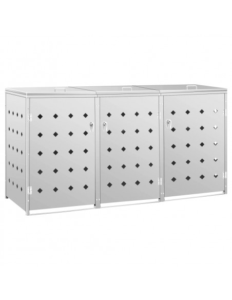 Copribidone per Spazzatura Triplo 240 L in Acciaio Inox