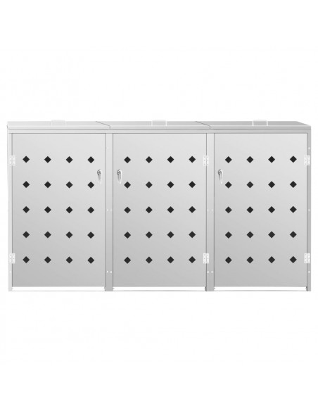 Copribidone per Spazzatura Triplo 240 L in Acciaio Inox