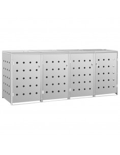 Copribidone per Spazzatura Quadruplo 240 L in Acciaio Inox 2