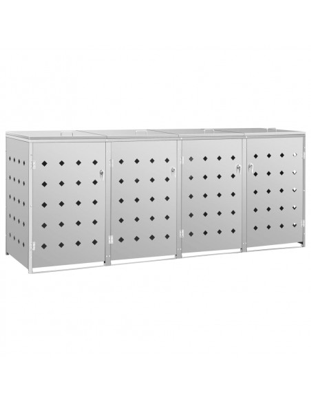 Copribidone per Spazzatura Quadruplo 240 L in Acciaio Inox