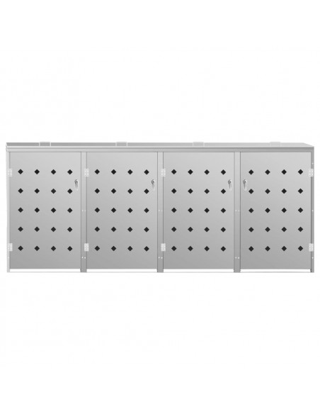 Copribidone per Spazzatura Quadruplo 240 L in Acciaio Inox