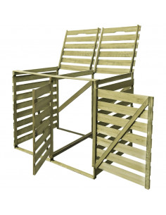 Copribidone Doppio per Spazzatura 240 L in Legno Impregnato 2