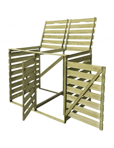 Copribidone Doppio per Spazzatura 240 L in Legno Impregnato