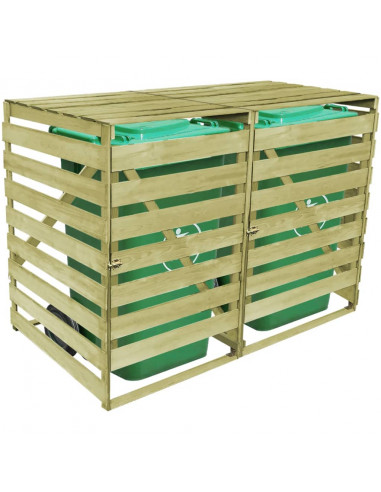 Copribidone Doppio per Spazzatura 240 L in Legno Impregnato