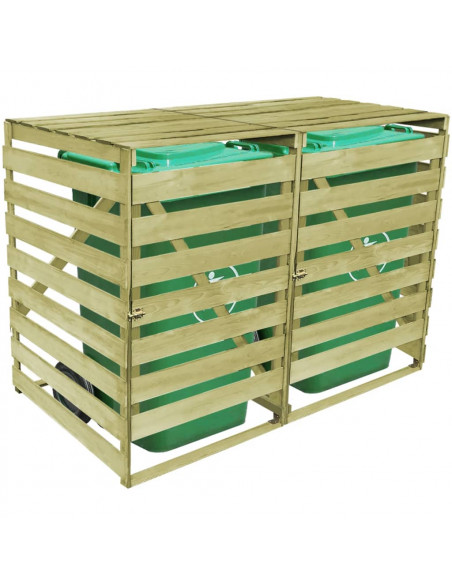 Copribidone Doppio per Spazzatura 240 L in Legno Impregnato