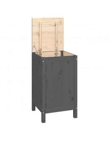 Contenitore per Bucato Grigio 44x44x76 cm Legno Massello Pino