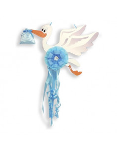 Fiocco nascita Baby Idea FC CI G Cicogna Misura Grande Azzurro Azzurro