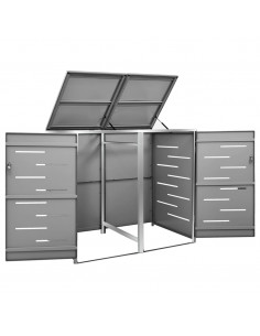Copri Bidoni Pattumiera Doppia 138x77,5x112,5 cm Acciaio Inox 2