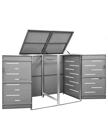Copri Bidoni Pattumiera Doppia 138x77,5x112,5 cm Acciaio Inox
