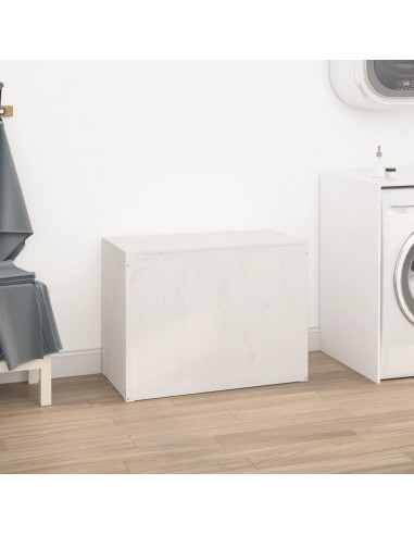 Contenitore per Bucato Bianco 88,5x44x66 cm Legno Massello Pino
