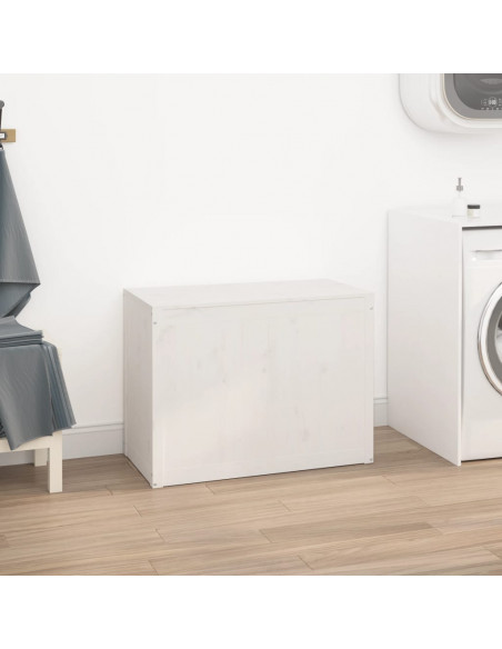 Contenitore per Bucato Bianco 88,5x44x66 cm Legno Massello Pino