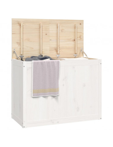 Contenitore per Bucato Bianco 88,5x44x66 cm Legno Massello Pino