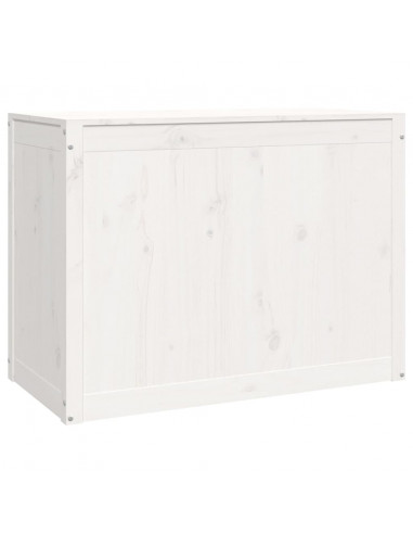 Contenitore per Bucato Bianco 88,5x44x66 cm Legno Massello Pino