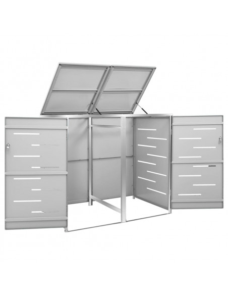 Copri Bidoni Pattumiera Doppia 138x77,5x112,5 cm Acciaio Inox