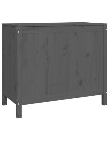 Contenitore per Bucato Grigio 88,5x44x76 cm Legno Massello Pino