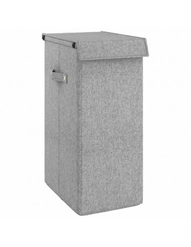 Cesto Biancheria Pieghevole Grigio 26x34,5x59,5 cm Lino Finto