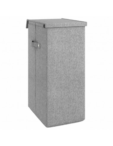 Cesto Biancheria Pieghevole Grigio 26x34,5x59,5 cm Lino Finto