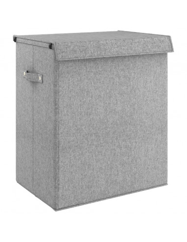 Cesto Biancheria Pieghevole Grigio 51x34,5x59 cm Lino Finto