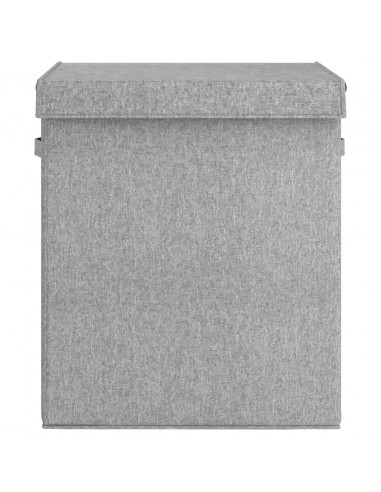 Cesto Biancheria Pieghevole Grigio 51x34,5x59 cm Lino Finto