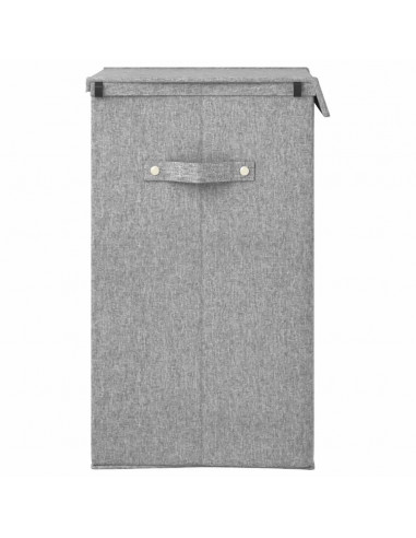 Cesto Biancheria Pieghevole Grigio 51x34,5x59 cm Lino Finto