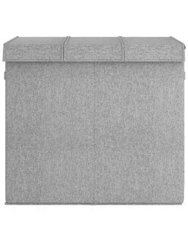 Cesto Biancheria Pieghevole Grigio 64,5x34,5x59 cm Lino Finto