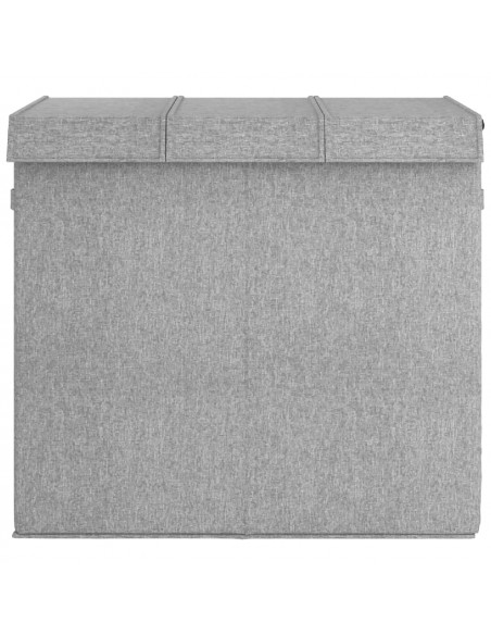 Cesto Biancheria Pieghevole Grigio 64,5x34,5x59 cm Lino Finto