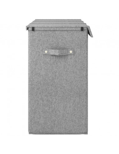 Cesto Biancheria Pieghevole Grigio 64,5x34,5x59 cm Lino Finto