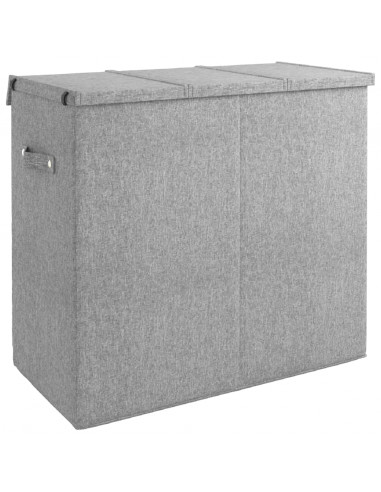 Cesto Biancheria Pieghevole Grigio 64,5x34,5x59 cm Lino Finto