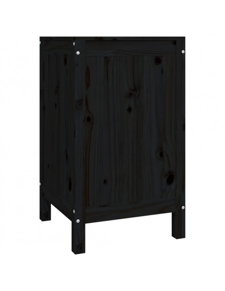 Contenitore per Bucato Nero 44x44x76 cm Legno Massello Pino