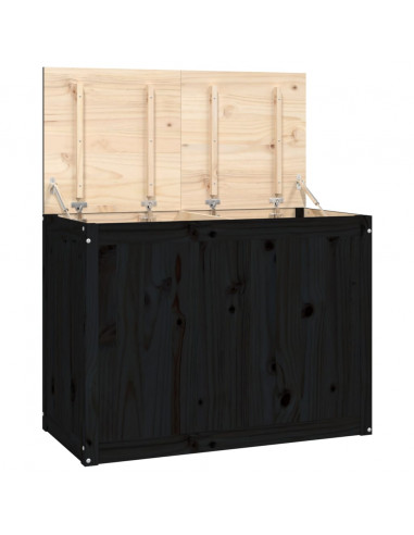 Contenitore per Bucato Nero 88,5x44x66 cm Legno Massello Pino