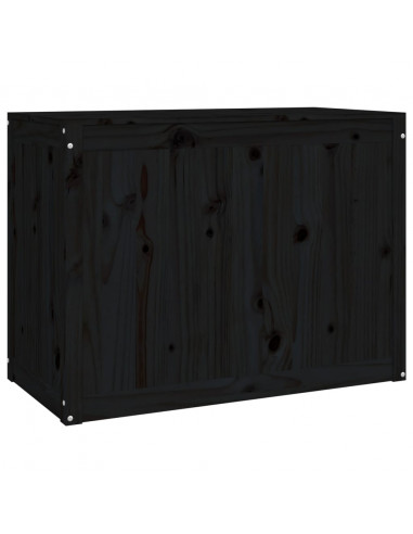 Contenitore per Bucato Nero 88,5x44x66 cm Legno Massello Pino