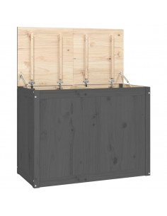 Contenitore per Bucato Grigio 88,5x44x66 cm Legno Massello Pino 2