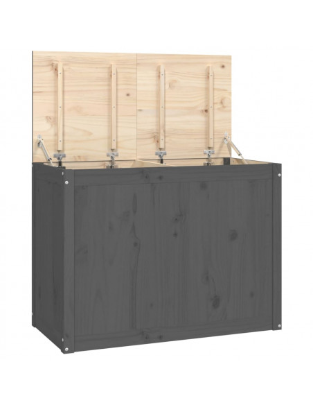 Contenitore per Bucato Grigio 88,5x44x66 cm Legno Massello Pino