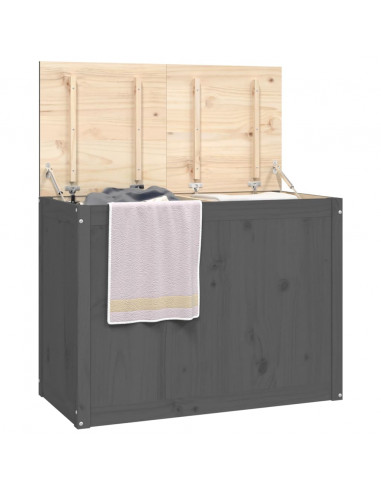 Contenitore per Bucato Grigio 88,5x44x66 cm Legno Massello Pino