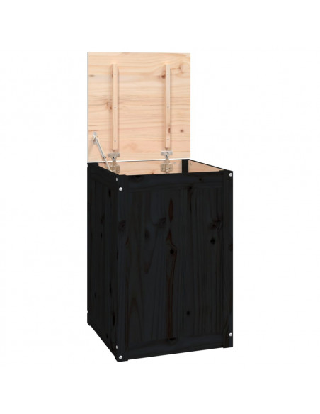 Contenitore per Bucato Nero 44x44x66 cm Legno Massello Pino