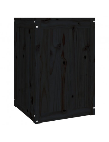 Contenitore per Bucato Nero 44x44x66 cm Legno Massello Pino