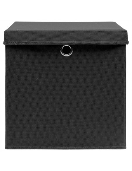 Contenitori con Coperchi 4 pz 28x28x28 cm Nero