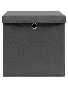 Contenitori con Coperchi 10 pz 28x28x28 cm Grigio