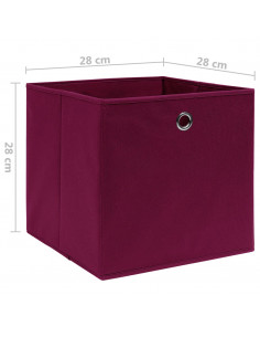 Contenitori 4 pz in Tessuto non Tessuto 28x28x28 cm Rosso Scuro