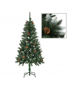 Albero di Natale Artificiale Pigne e Brillantini Bianchi 150 cm 2