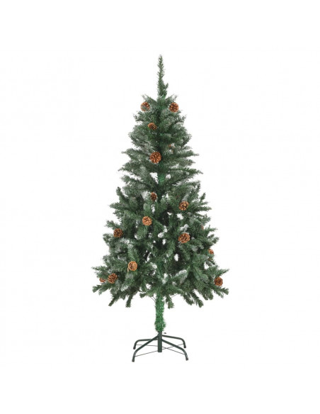 Albero di Natale Artificiale Pigne e Brillantini Bianchi 150 cm