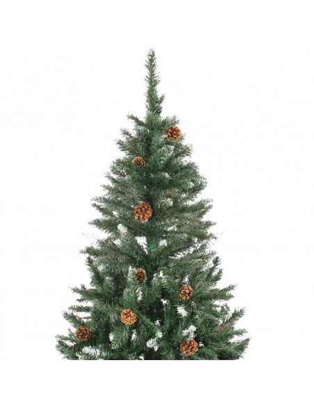 Albero di Natale Artificiale Pigne e Brillantini Bianchi 150 cm