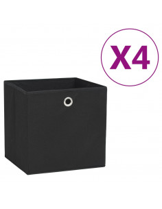 Contenitori 4 pz in Tessuto non Tessuto 28x28x28 cm Nero 2