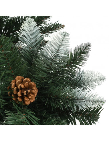 Albero di Natale Artificiale Pigne e Brillantini Bianchi 210 cm