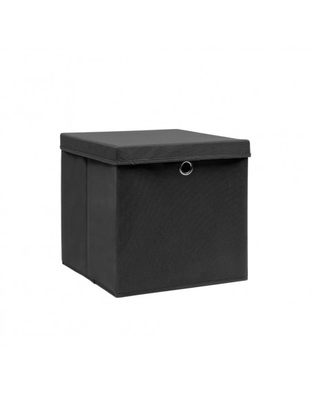 Contenitori con Coperchi 4 pz 28x28x28 cm Nero
