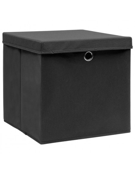 Contenitori con Coperchi 4 pz 28x28x28 cm Nero