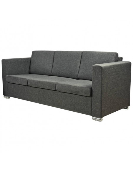 2 Pz Set di Divani in Stoffa Grigio Scuro